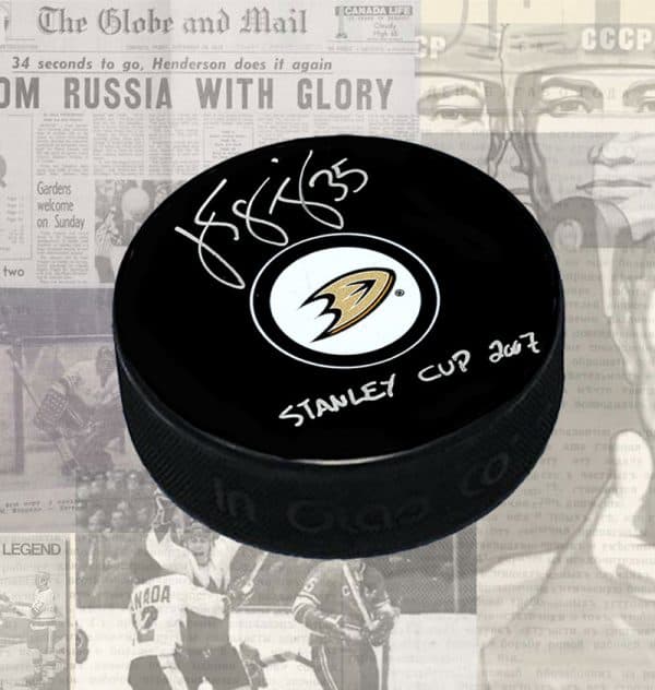 Jean-Sebastien Giguere Anaheim Ducks Autographed Puck