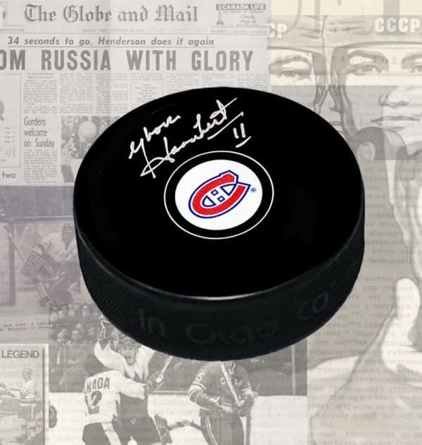 Yvon Lambert Montreal Canadiens Autographed Puck