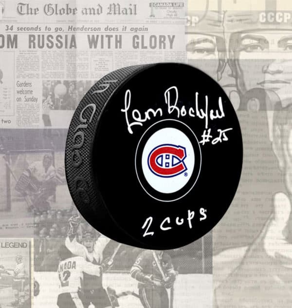 Leon Rochefort Montreal Canadiens Autographed Puck