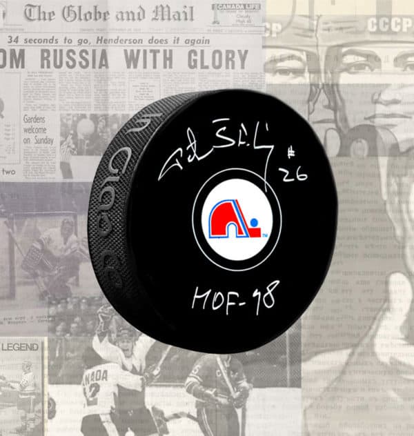 Peter Stastny Quebec Nordiques Autographed Puck