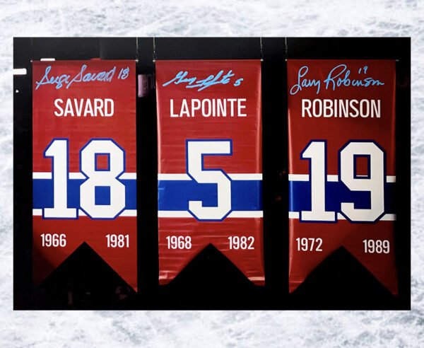 Serge Savard, Larry Robinson, Guy Lapointe "Big Three" Triple Autographed 11x14