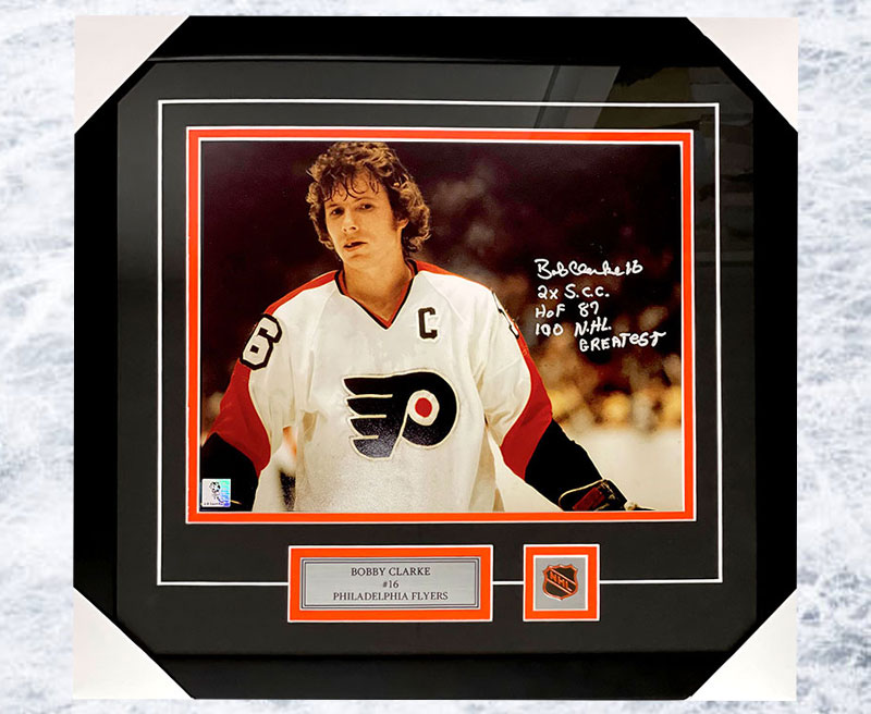 Bobby Clarke Philadelphia Flyers Autographed Signed Hockey 26x32 Frame