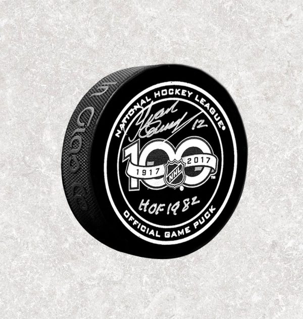 Yvan Cournoyer NHL 100 Years Anniversary Autographed Puck