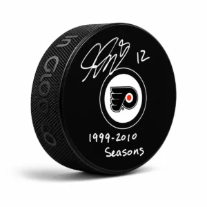 Simon Gagne Philadelphia Flyers Autographed Puck