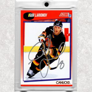 Igor Larionov Vancouver Canucks 1991-92 Score Canadian Bilingual #168 Autographed Card