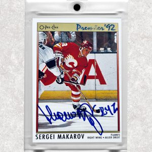 Sergei Makarov Calgary Flames 1991-92 OPC Premier #45 Autographed Card