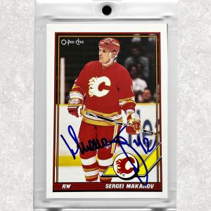 Sergei Makarov Calgary Flames 1991-92 O-Pee-Chee #482 Autographed Card