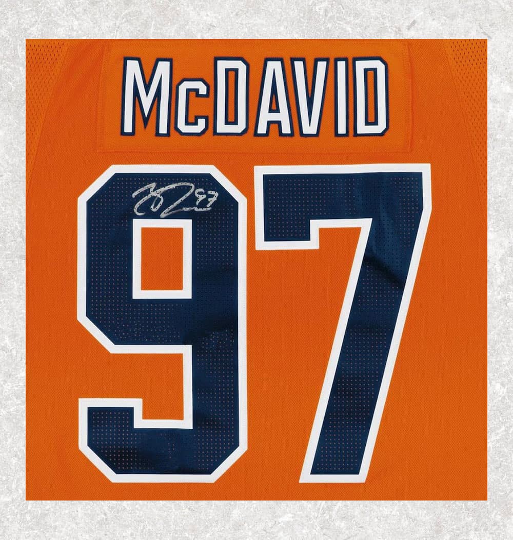 Connor McDavid Signed Autographed Jersey Inscribed Orange Oilers #/97 UDA