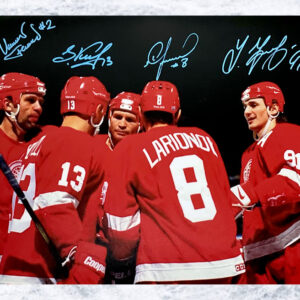 Russian Five Detroit Red Wings Fetisov-Larionov-Kozlov-Fedorov Autographed 8x10