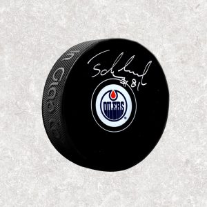 Miroslav Satan Edmonton Oilers Autographed Puck