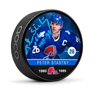 Peter Stastny Quebec Nordiques NHL Alumni Autographed Puck