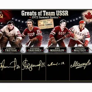 1972 Summit Series Team USSR Legends Tretiak, Yakushev, Mikhailov & Maltsev Quad Signed 16x20