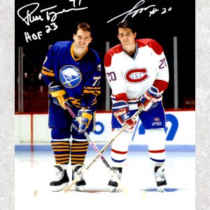 Pierre Turgeon Buffalo Sabres with Sylvain Turgeon Montreal Canadiens Dual Autographed 8x10